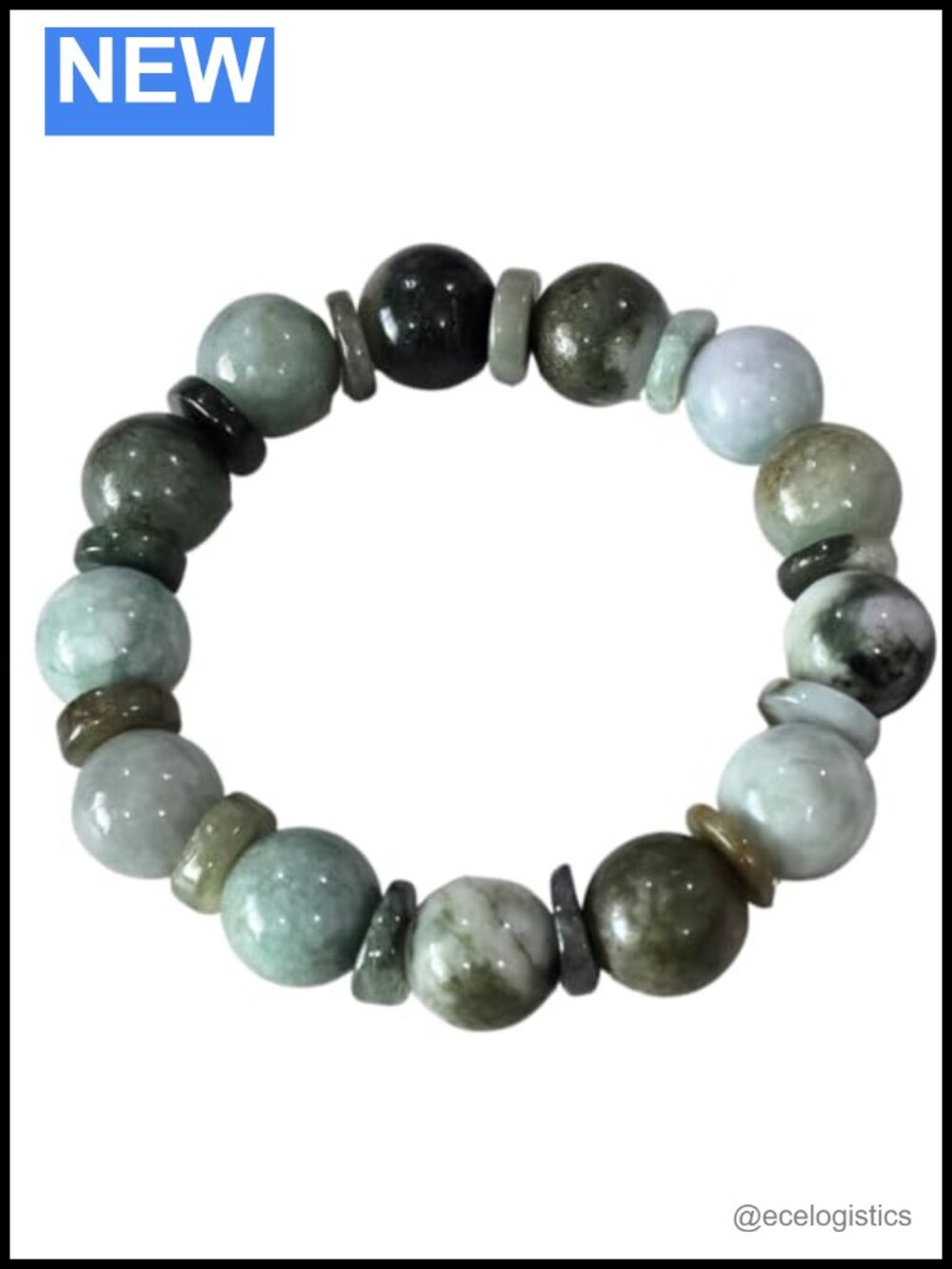 Jadeite 14mm Bead Stretch Bracelet 7-8"